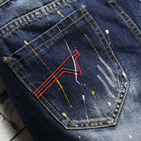 时尚破洞牛仔短裤大货男士潮牌五分裤潮流货号7087百搭直筒裤P45，男装牛仔裤，星座1106