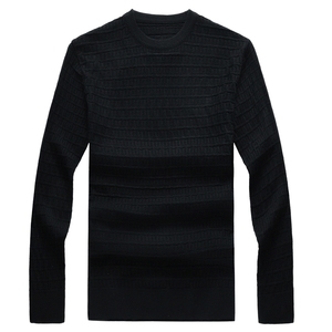 春秋毛衣长袖加大加肥针织抽条圆领纯色套头休闲中青年9883P65，男装针织衫/毛衣，星座1106