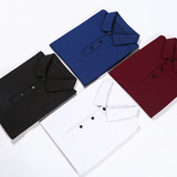 天丝罗马布商务纯色翻领百搭大码加肥宽松长袖T恤2816P60挂拍，男装T恤，星座1106