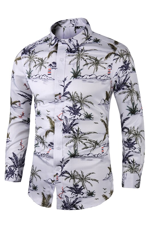 秋款长袖大码衬衫翻领商务花衬衫多色主推大货1102P35立体,男装衬衫,星座1106