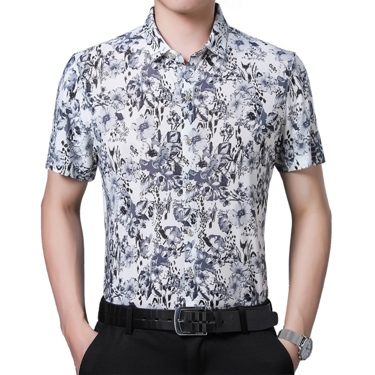 新款翻领常规款标准青春流行时尚都市花衬衫1211p30，男装衬衫，星座1106