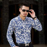 2025秋款特批外贸白底格子加大版衬衫常年有货9980P55，男装衬衫，星座1106