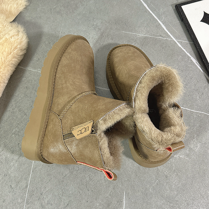 ce雪地靴女冬季短靴皮毛一体防水