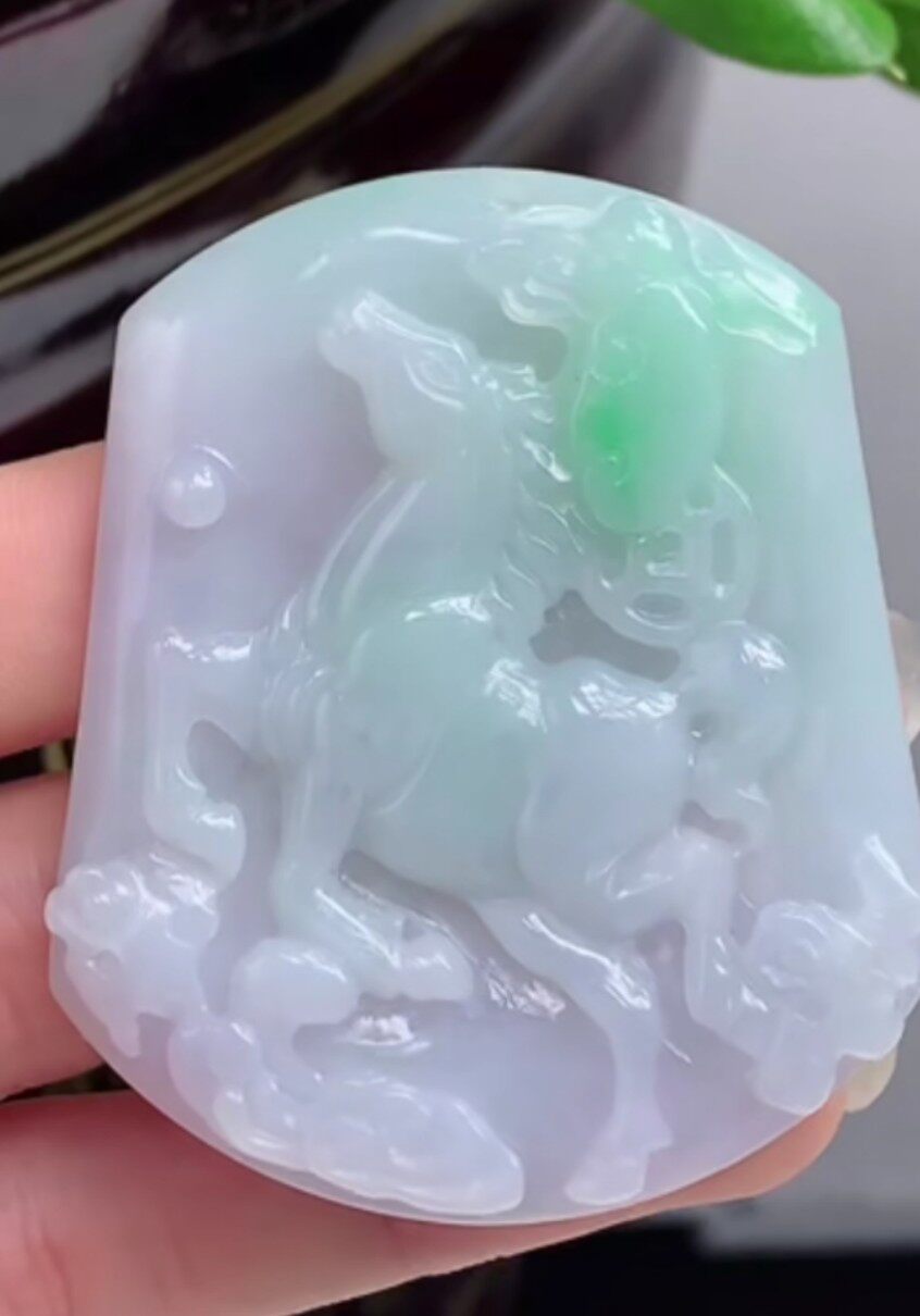 翡翠生肖马牌玉挂件玉坠缅甸正品天然老坑a冰绿男女生肖玉佩玉马