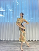 soso佳原创设计显白高弹显腰瘦高端古典舞长旗袍复古名族风舞蹈服