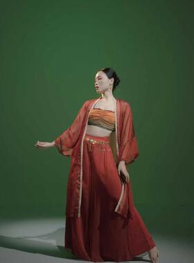 SOSO佳粉丝回馈新国风舞蹈天丝雪纺纱衣宽袖红色外纱古典舞蹈服装