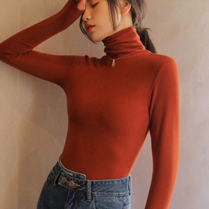 纯色德绒堆堆高领打底衫女内搭秋冬季加绒加厚长袖打底衣紧身t恤