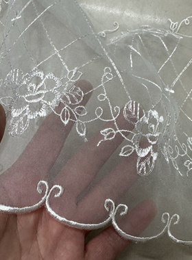 日单欧根纱双边定位刺绣幅宽112cm薄透手工娃衣9元半米