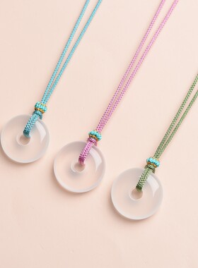 平安扣吊坠戒指挂绳项链绳细款男可调节免绑儿童女款高端简约挂脖