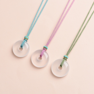 平安扣吊坠戒指挂绳项链绳细款男可调节免绑儿童女款高端简约挂脖