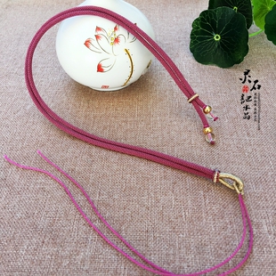 挂脖绳子翡翠玉蜜蜡脖绳粗手工编织黑曜石挂坠貔貅吊坠挂绳项链绳