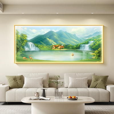 福居宝地山水画led聚宝盆灯光画