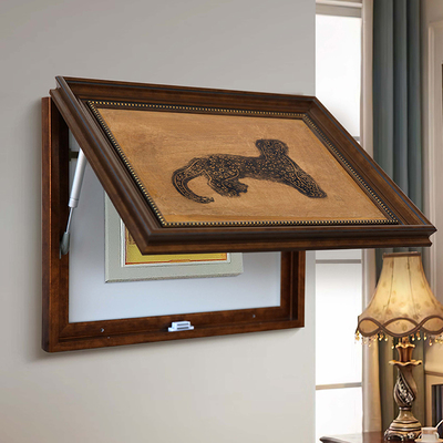 法式复古客厅电表箱装饰画美式餐厅配电箱遮挡电源盒推拉翻盖挂画