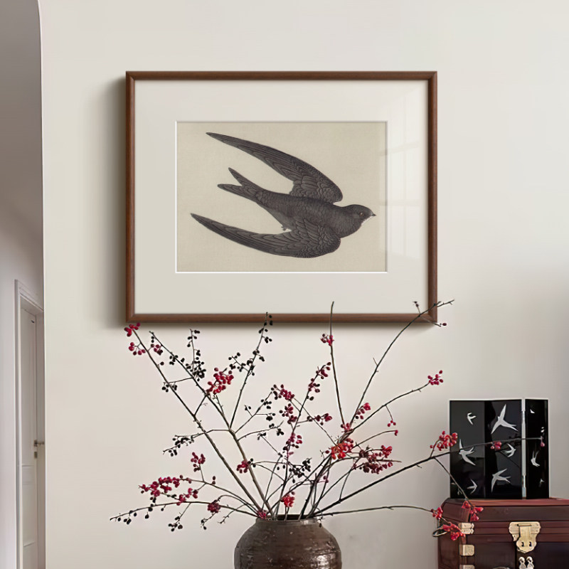 燕归来》现代法式中国风客厅装饰画北欧复古中古玄关餐厅卧室挂画图片