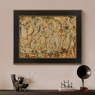 欢聚》法式中古风客厅装饰画欧式复古小众艺术玄关卧室高级感挂画