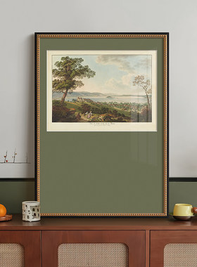 瑞士风景挂画高级感法式复古客厅背景墙装饰画中古风玄关书房壁画