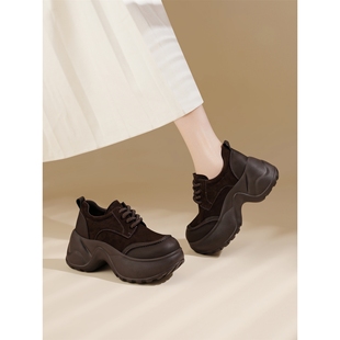 厚底英伦风小皮鞋增高鞋小个子女鞋秋冬新款百搭女鞋舒适时尚炸街