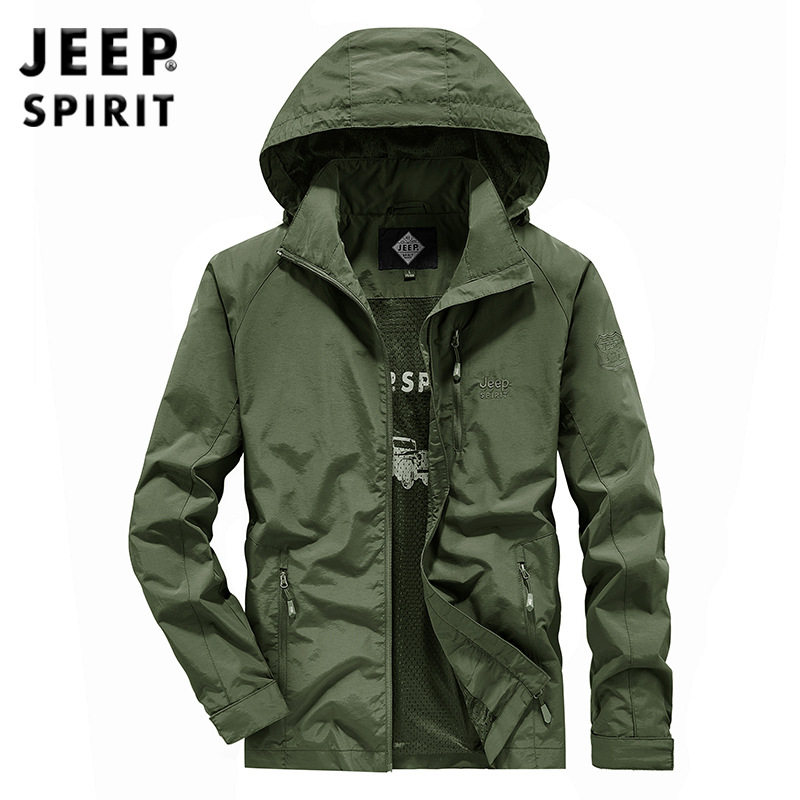 jeep吉普2026春秋男士休闲透气夹克薄款刺绣外套唯品会正品牌京东
