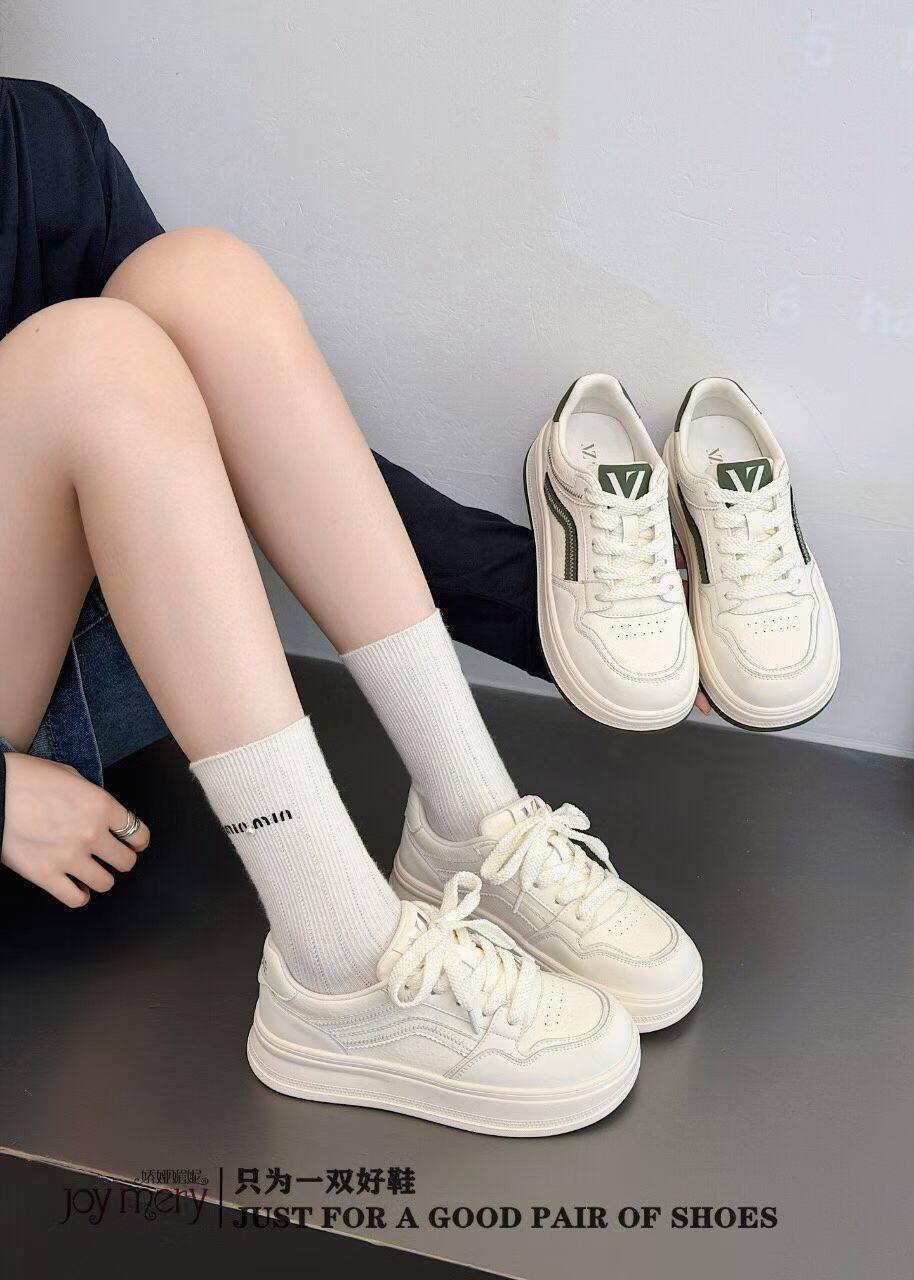 娇娅媚妮专柜正品新款真皮厚底小白鞋女休闲运动板鞋小白鞋
