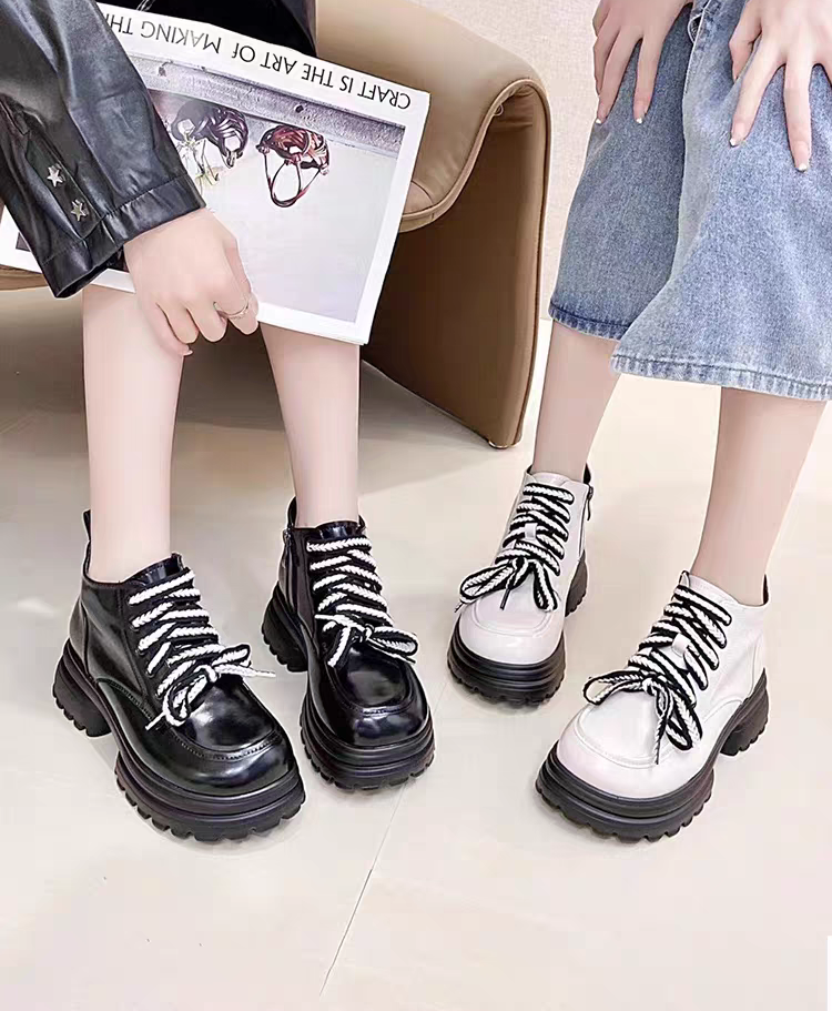 专柜正品商场同款撤柜牛皮圆头厚底白色系带马丁靴断码亏本清仓,女鞋,时装靴,淘宝优惠券,粉丝福利购,淘宝优惠卷