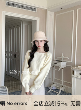 不出错No errors 精致花朵装饰船领毛衣 2025冬新款