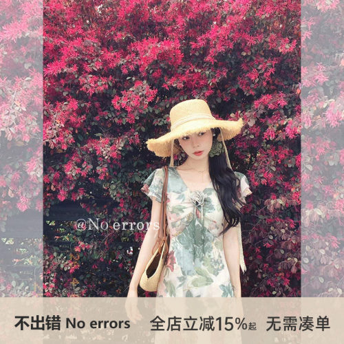 不出错No errors【花知春意】斜裁油画玫瑰雪纺连衣裙 2026夏新款