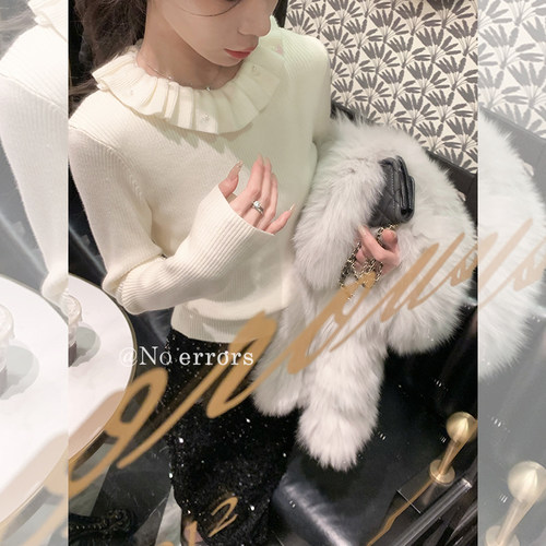 【12/28 10:00新品开售 先加购】亮片装饰小花边加厚内搭针织衫