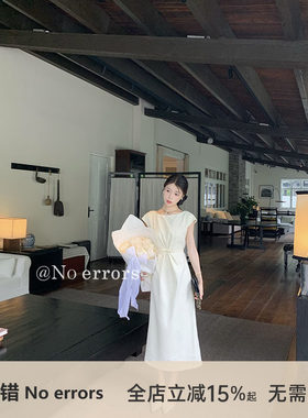 不出错 No errors 气质优雅蝴蝶结收腰连衣裙
