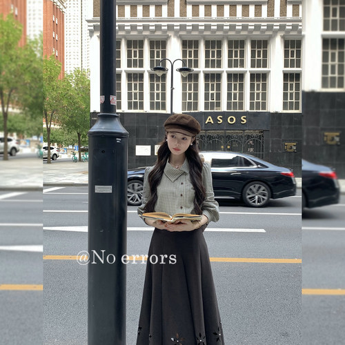 不出错No errors  【伦敦街角】 复古格纹不规则翻领衬衫