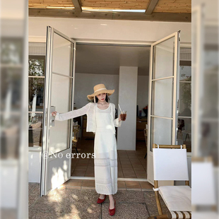 不出错No errors【雾色雪松】重工钩花针织吊带连衣裙+绑带开衫