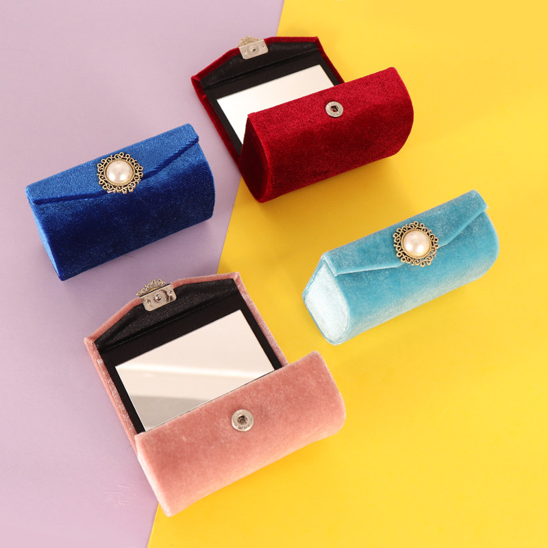 购4免1 双支装精致丝绒口红盒复古口红唇膏收纳盒礼物包装印章盒