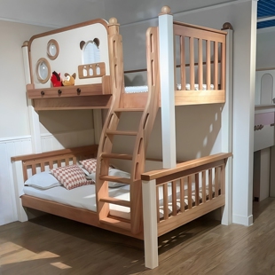 全实木高低床红檀木儿童两层床木蜡油上下铺上下床子母床加高护栏