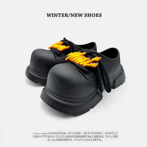 春秋厚底增高情侣大头鞋男女休闲鞋穆勒拖鞋外穿一脚蹬半拖德比鞋