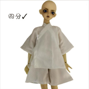 【玲珑阁】bjd四分娃衣交领短袖短裤人字纹白古风夏内搭两件