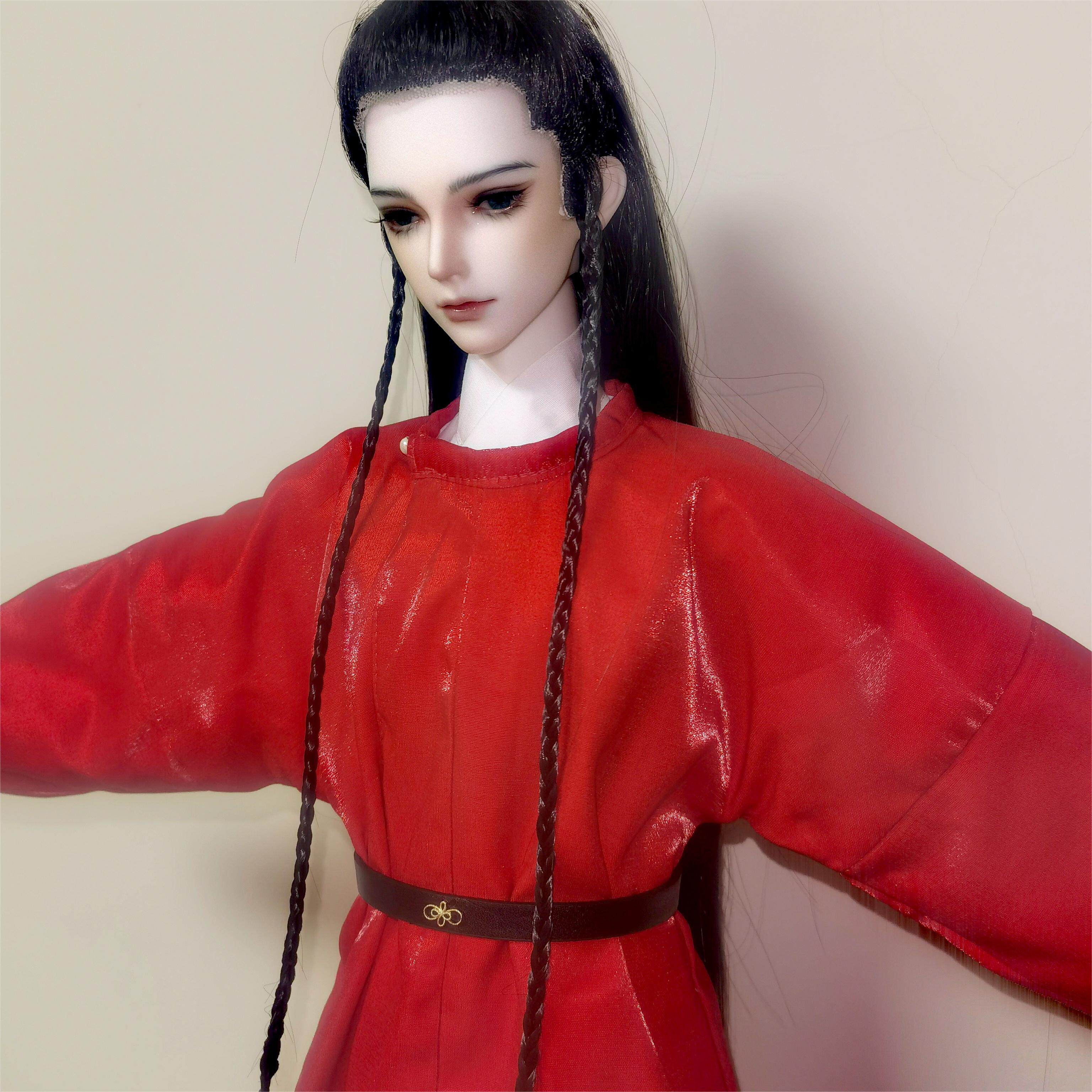 【玲珑阁】bjd娃衣红唐圆领有内衬古装汉服亮光锦闪柔三分叔三分