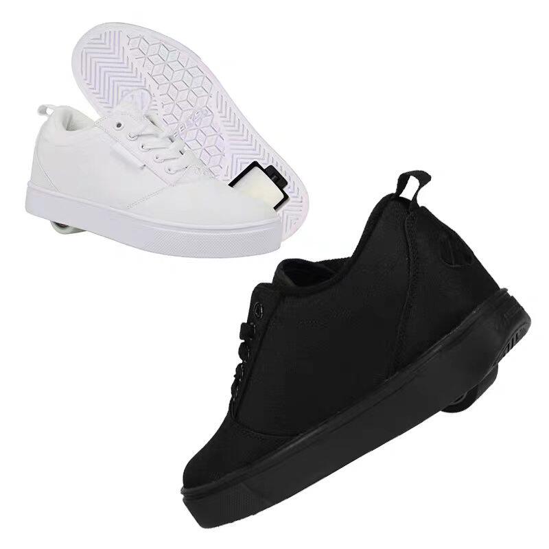 黑白美国heelys暴走鞋儿童学生成人轮滑鞋