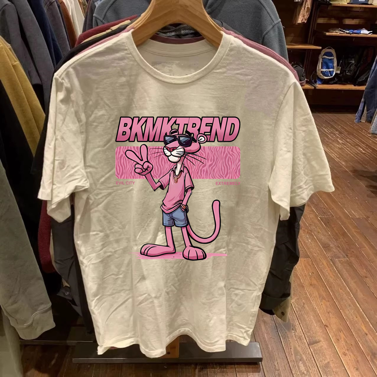 春夏季新款纯棉重磅潮流短袖T恤男美式休闲粉红豹大码上装半袖女,男装,大码上装,淘宝优惠券,粉丝福利购,淘宝优惠卷