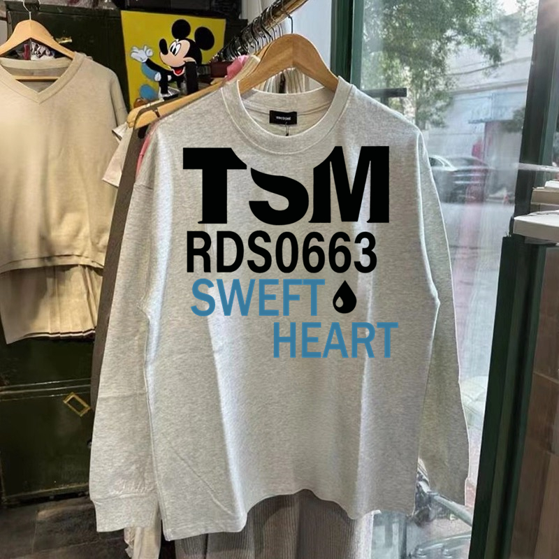 300克重磅纯棉!秋冬潮牌长袖T恤男美式休闲TSM宽松打底衫上衣女