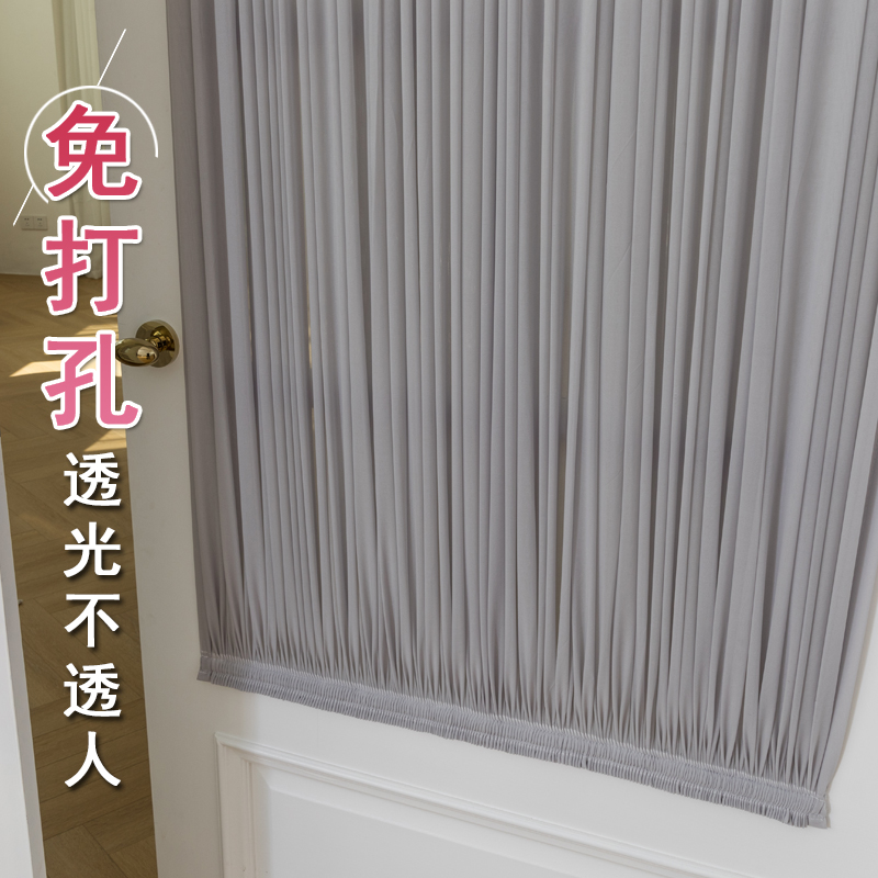定制2021新款挡风绷纱帘卫生间窗纱灰色厨房小窗帘褶皱日式门硼砂