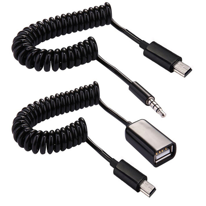 汽车载aux转usb母头插U盘车用音频线3.5T型口mini usb mp3转换线