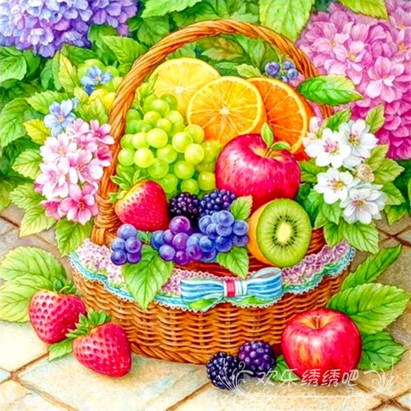 印花十字绣2026新款满绣水果花篮花卉刺绣diy手工礼物钻石画满钻,居家布艺,十字绣套件,淘宝优惠券,粉丝福利购,淘宝优惠卷