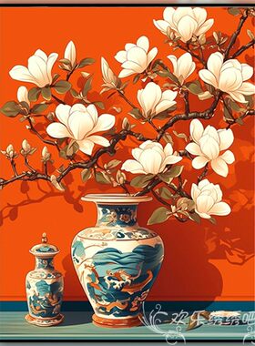 十字绣2026新款线绣客厅高端唯美白色玉兰花简单刺绣钻石画满钻5d