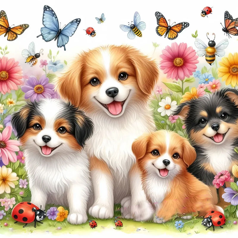 十字绣小狗2025新款线绣可爱卡通印花客厅玄关简单手工小件自己绣