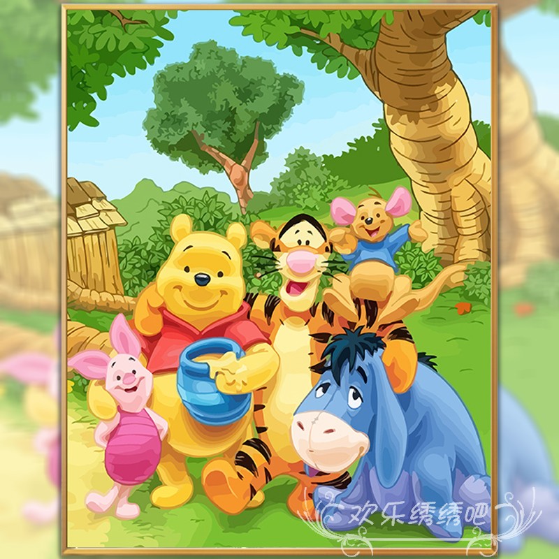 十字绣钻石画新款儿童贴钻砖石绣卡通动物卧室小熊维尼小幅手工绣