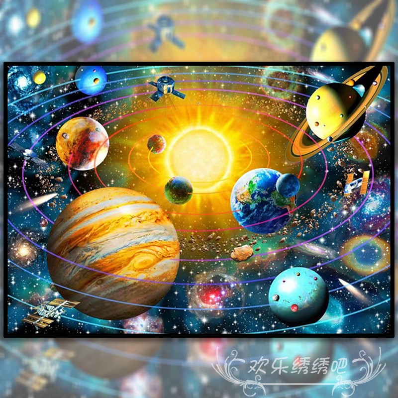 十字绣2022新款满绣现代简约风景星球太阳系小件自己线绣客厅卧室