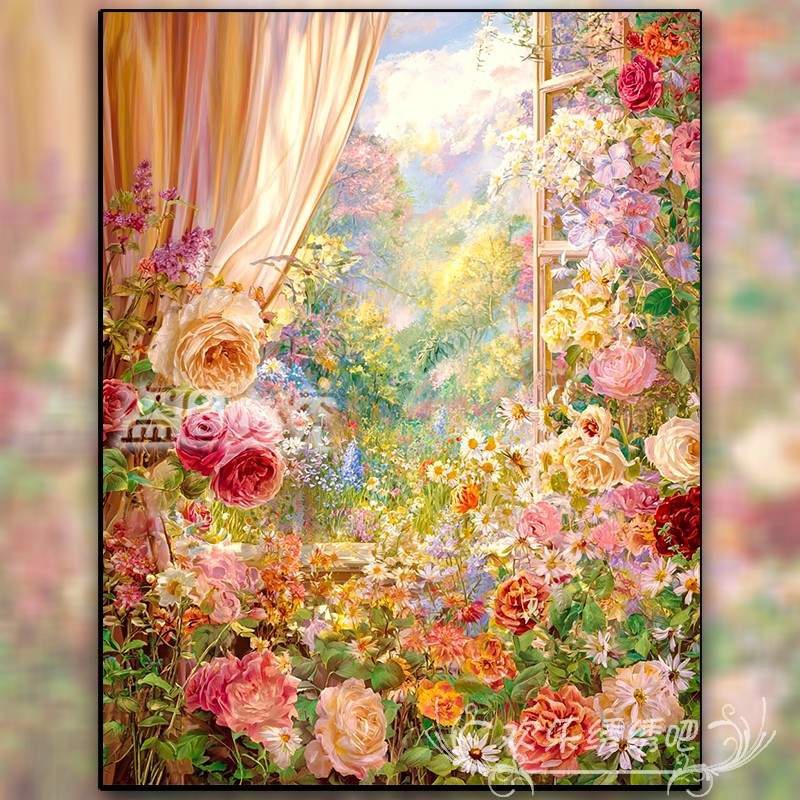 高颜值莫奈花园风景十字绣2025新款满绣刺绣diy手工礼物钻石贴画
