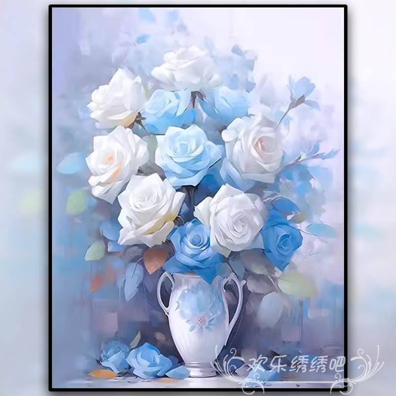 欧式花瓶十字绣2025新款线绣客厅玄关小件花卉满绣手工钻石画满钻