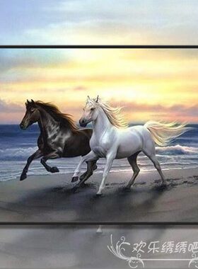 马到成功十字绣生肖马骏马腾飞两匹马2026新款客厅大幅印花简单绣