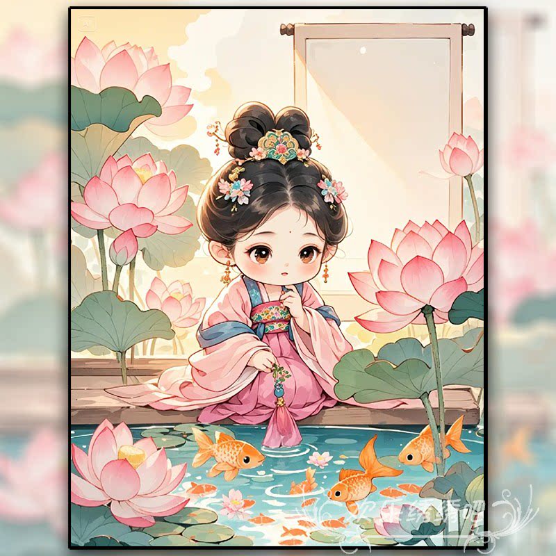 十字绣2026新款线绣中国风莲花仙子高颜值手工diy材料包钻石贴画图片