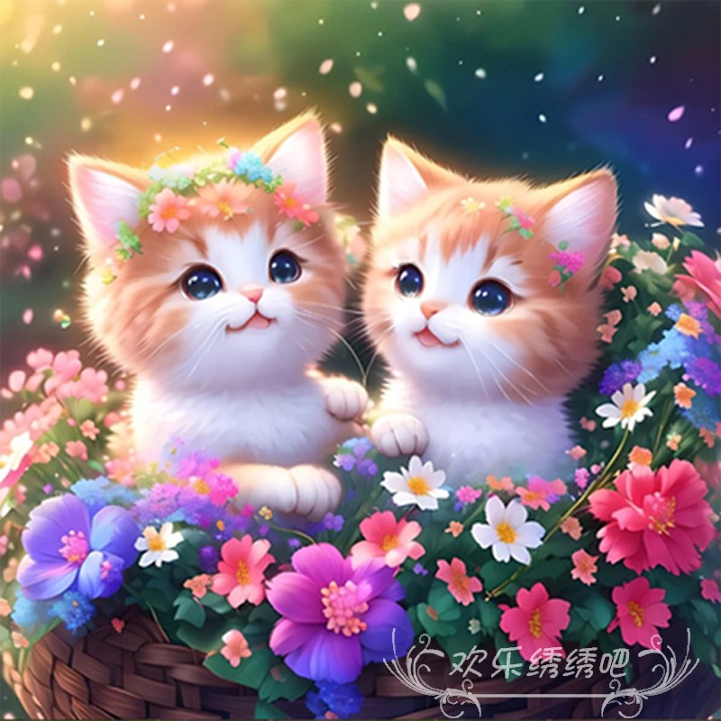 花篮猫咪十字绣小件2025新款线绣客厅治愈系动物图案手工自己刺绣